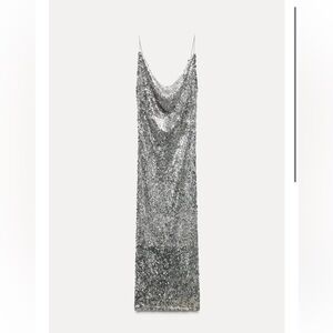 Zara Strapless Silver Sequin Dress